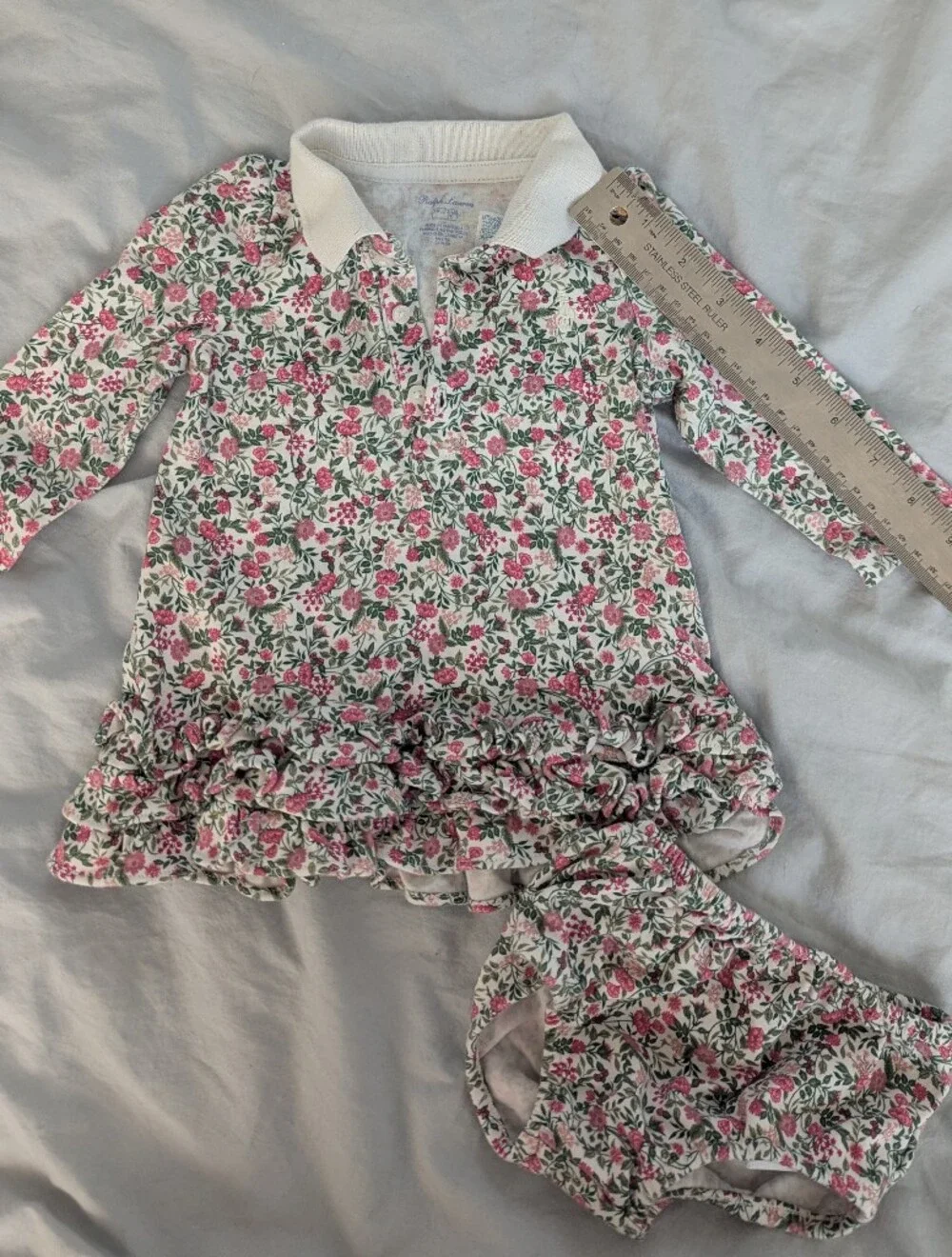 Ralph Lauren Dress with Pink and Green Floral Print, Size 9m